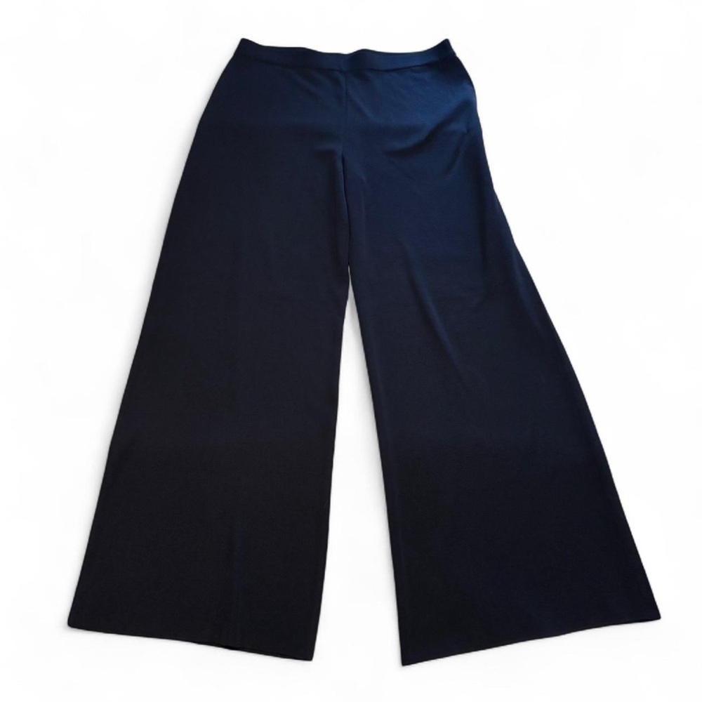 Misook Knit Pull On Pants Sz XL Wide Leg Black Stretch Work Office Professional